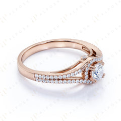 0.50 TCW Round Brilliant Cut Halo 10K Moissanite Ring for Women