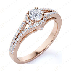 0.50 TCW Round Brilliant Cut Halo 10K Moissanite Ring for Women