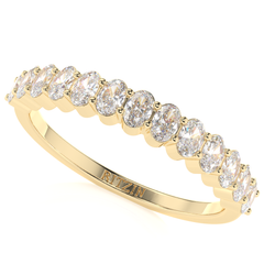 Oval 1.05 CTW White Moissanite 10k Yellow Gold Half Eternity Wedding Band For Women