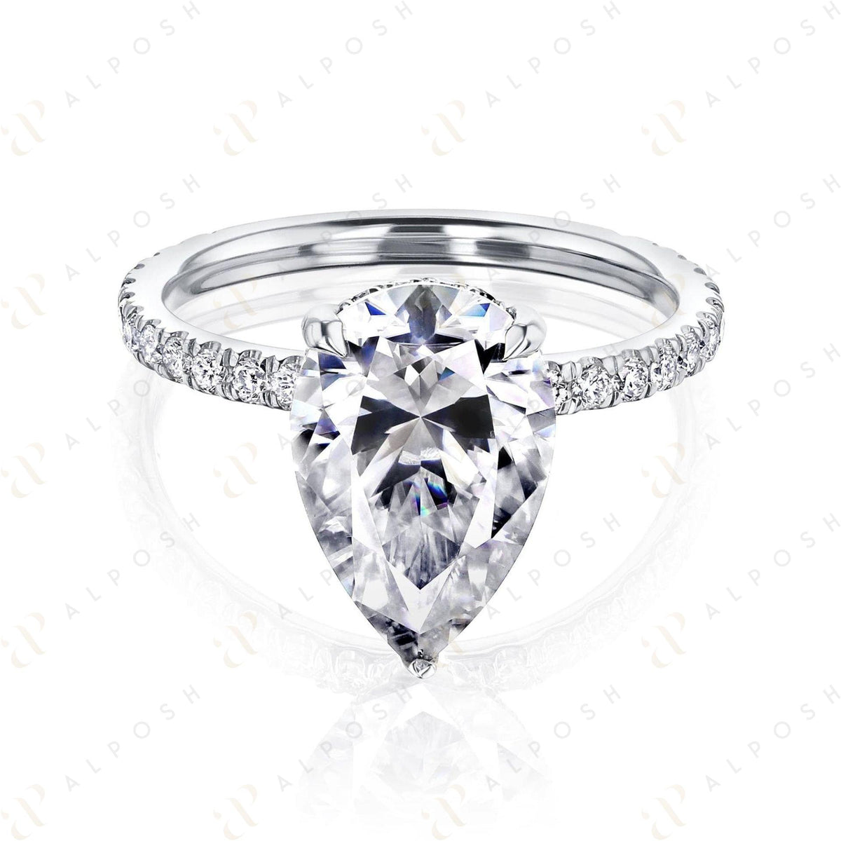 1.30 TCW Pear Cut Solitaire With Accents 10K Moissanite Ring for Women