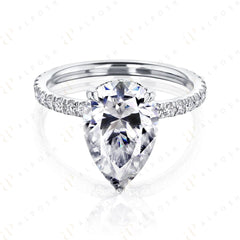 Bague solitaire taille poire 1,30 TCW avec accents en moissanite 10K pour femme