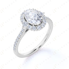 1.00 TCW Oval Cut Halo 10K Moissanite Ring for Women