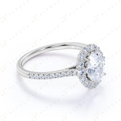 1.00 TCW Oval Cut Halo 10K Moissanite Ring for Women