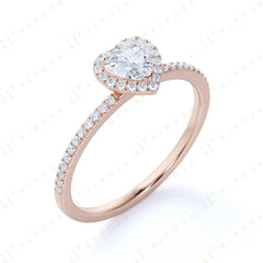 1.00 TCW Heart Cut Halo 10K Moissanite Ring for Women