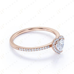 1.00 TCW Heart Cut Halo 10K Moissanite Ring for Women