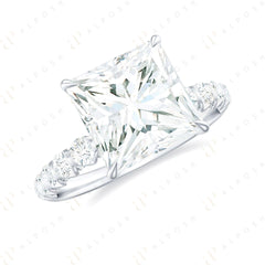 Bague solitaire taille princesse avec accents en moissanite 10 carats pour femme 2,90 TCW