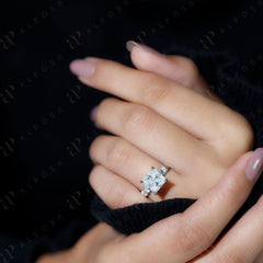 Bague solitaire taille princesse avec accents en moissanite 10 carats pour femme 2,90 TCW