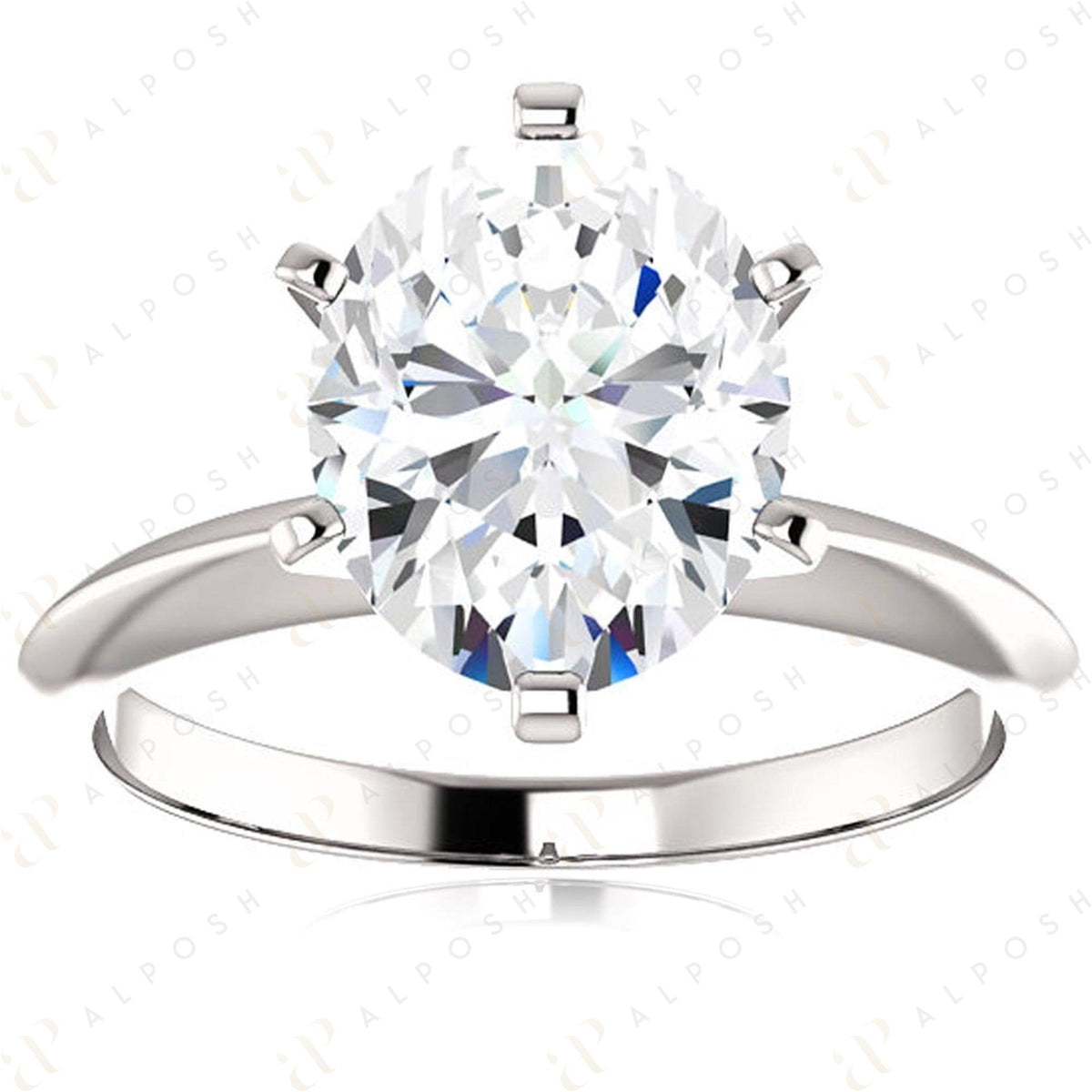 Bague solitaire ovale en moissanite 10 carats pour femme 3,00 TCW