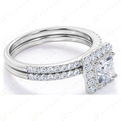 Bague Halo Moissanite 10K taille princesse 1,20 TCW pour femme