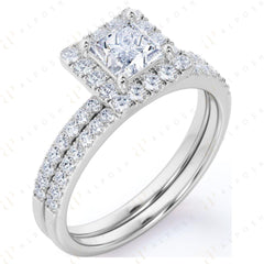 Bague Halo Moissanite 10K taille princesse 1,20 TCW pour femme