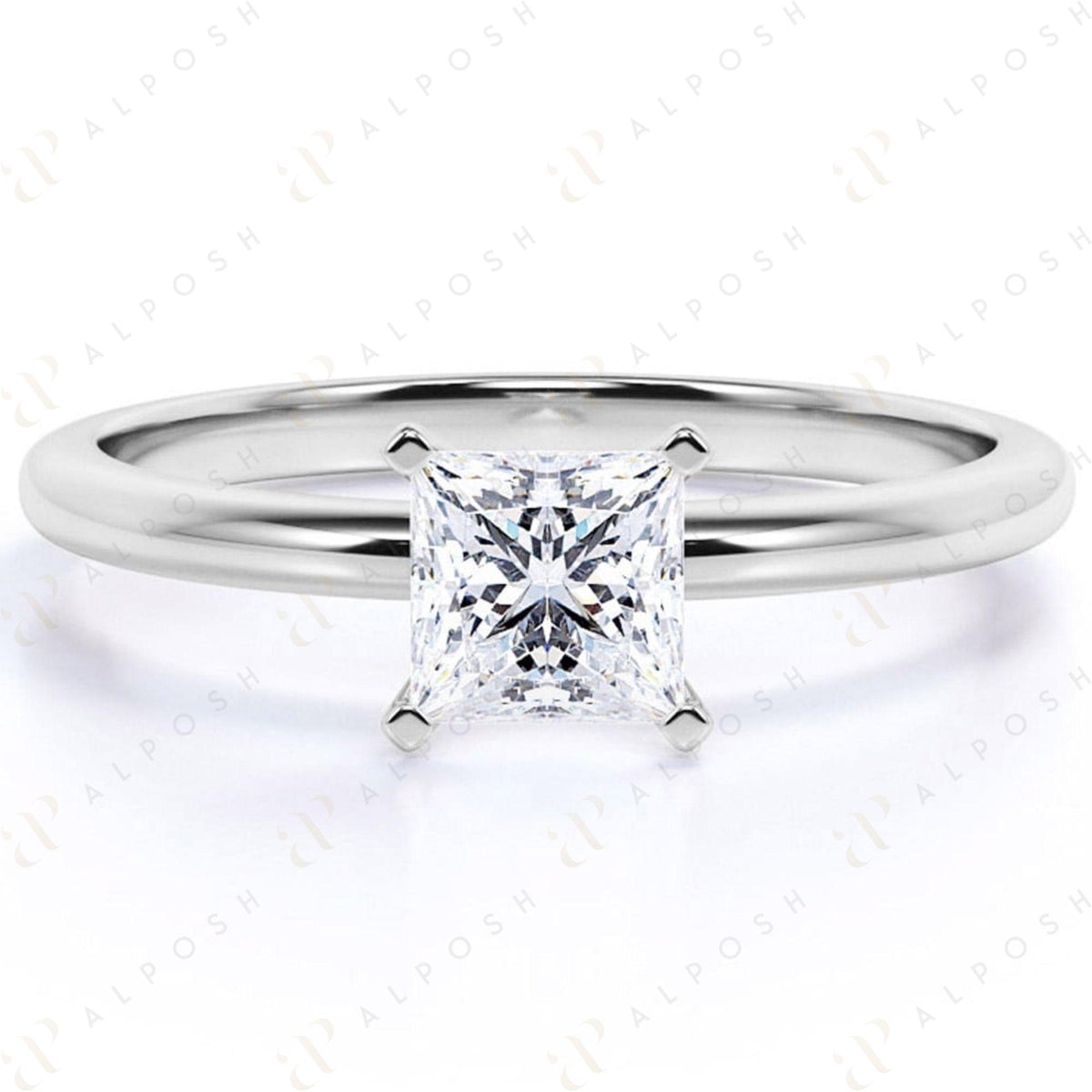 Bague solitaire en moissanite taille princesse 10 carats 1,20 TCW pour femme