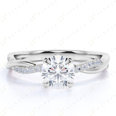 Bague en moissanite torsadée taille brillant rond 10 carats pour femme 1,00 TCW