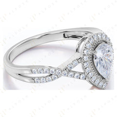 Bague en moissanite torsadée taille poire 10 carats de 0,90 TCW pour femme