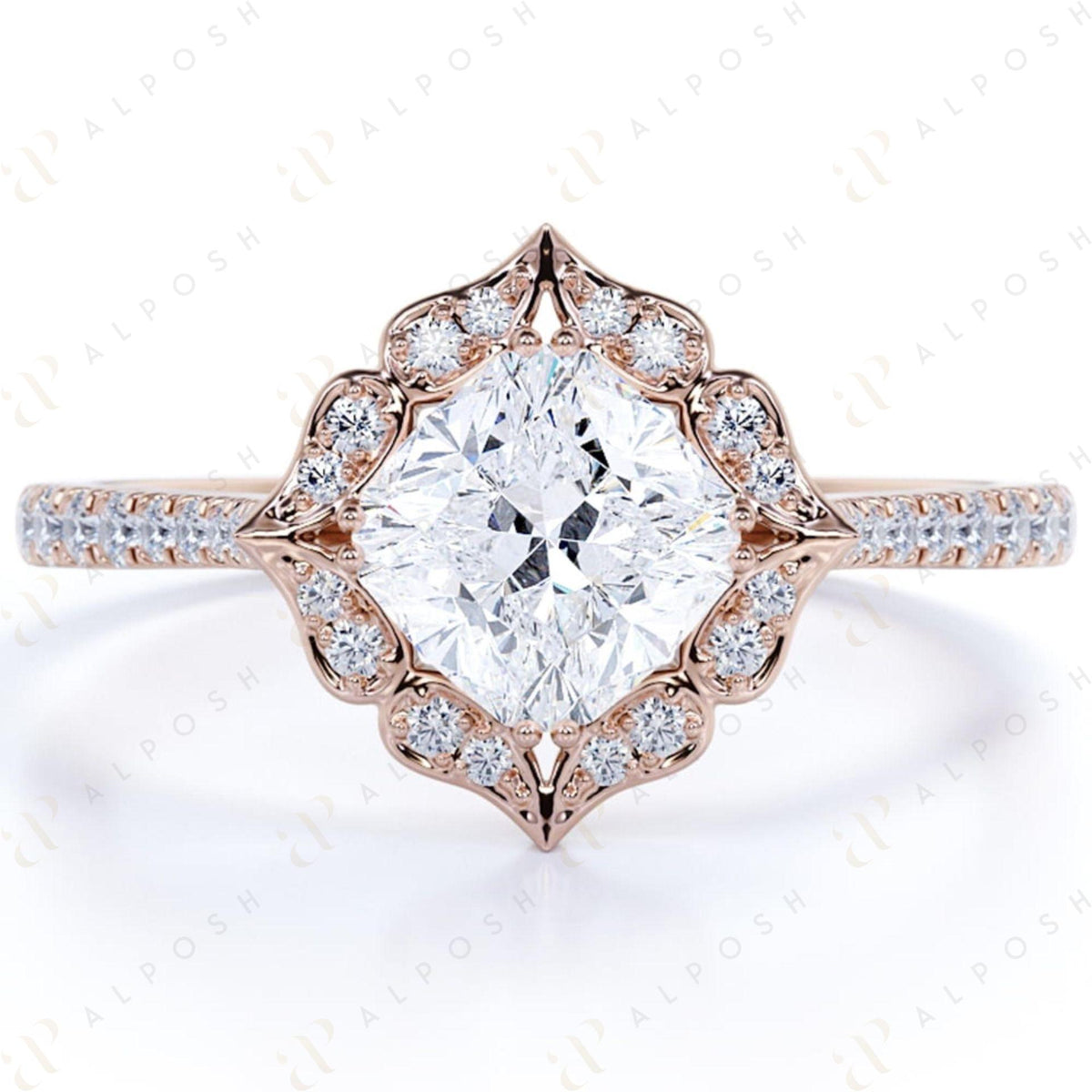 1.00 TCW Cushion Cut Unique 10K Moissanite Ring for Women