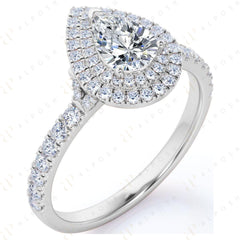 Bague en moissanite double halo taille poire 10 carats de 0,70 TCW pour femme