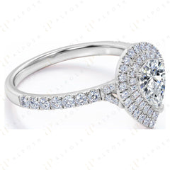 Bague en moissanite double halo taille poire 10 carats de 0,70 TCW pour femme