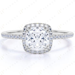 1.00 TCW Cushion Cut Halo 10K Moissanite Ring for Women