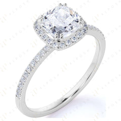 1.00 TCW Cushion Cut Halo 10K Moissanite Ring for Women