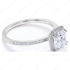 1.00 TCW Cushion Cut Halo 10K Moissanite Ring for Women