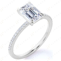 1.80 TCW Emerald Cut Solitaire With Accents 10K Moissanite Ring for Women