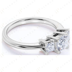 0.70 TCW Princess Cut 3 Stone 10K Moissanite Ring for Women