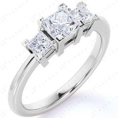 0.70 TCW Princess Cut 3 Stone 10K Moissanite Ring for Women