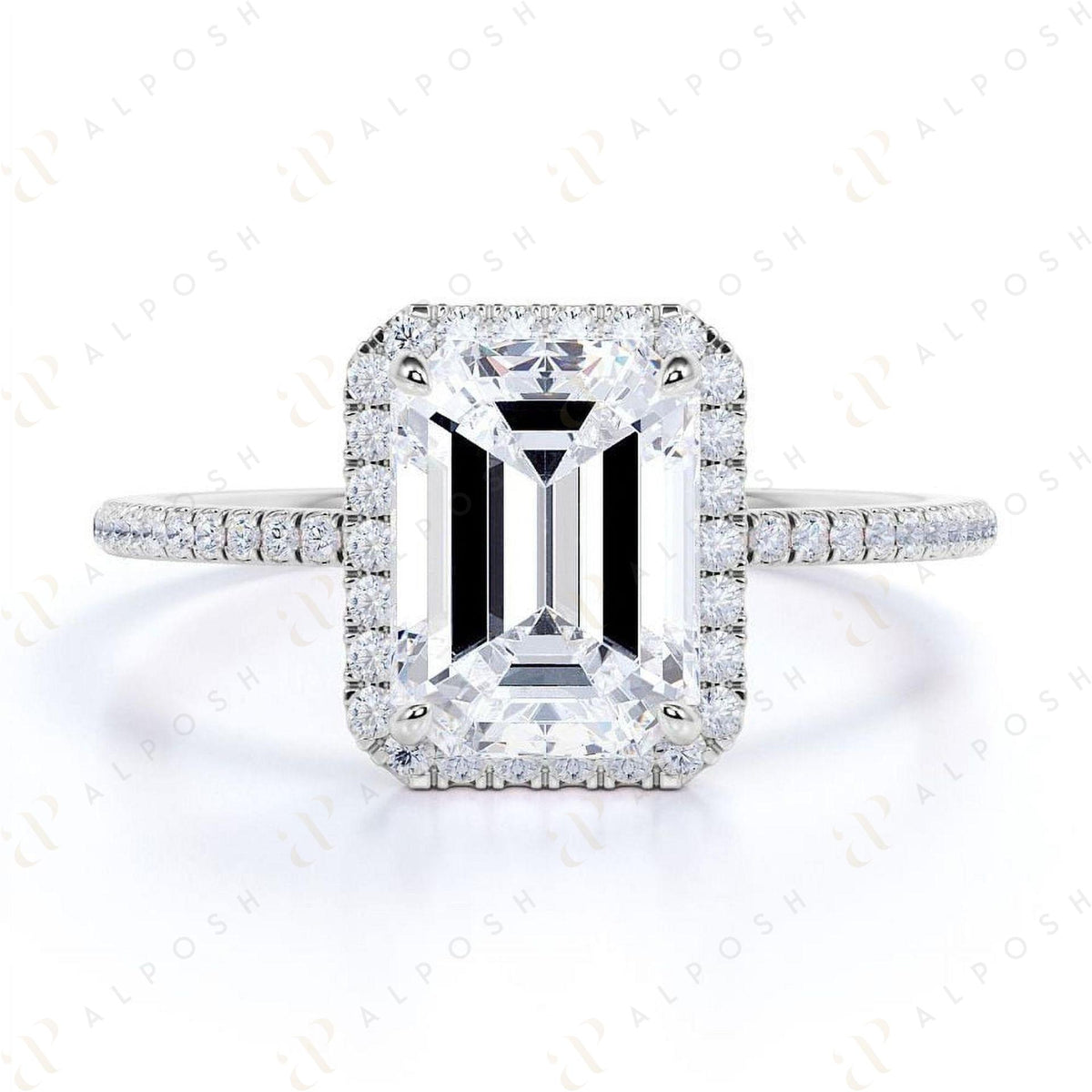 Bague en moissanite taille émeraude 1,80 TCW pour femme