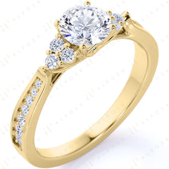 1.00 TCW Round Brilliant Cut Unique 10K Moissanite Ring for Women