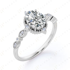 Bague unique en moissanite 10 carats à coupe ovale de 1,20 TCW pour femme