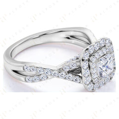 Bague en moissanite torsadée taille princesse 10 carats de 0,90 TCW pour femme