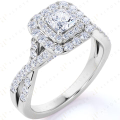 Bague en moissanite torsadée taille princesse 10 carats de 0,90 TCW pour femme