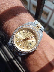 Orologio da uomo Moissanite con quadrante dorato per un'eleganza senza tempo Orologio di lusso 