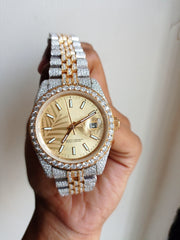Orologio da uomo Moissanite con quadrante dorato per un'eleganza senza tempo Orologio di lusso 