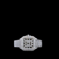 Rehan Jewels Cartier Swiss Eta Automatic Movement Full White Iced Out VVS Moissanite Diamond Watch | Customized Moissanite Studded Watch | Luxury Celebrity Watch | Rapper 41 MM Bust Down Watch
