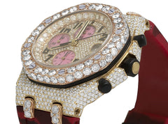 Audemars Piguet Watch mens luxury diamond watch iced out moissanite watch red strap wrist watch