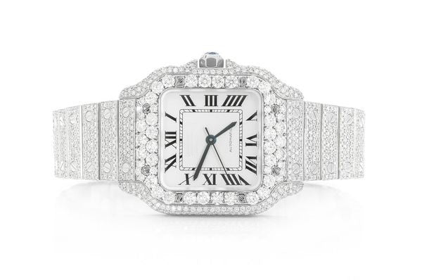 Cartier Watch mens stainless steel iced out automatic watch vvs moissanite diamond watch with gold plating