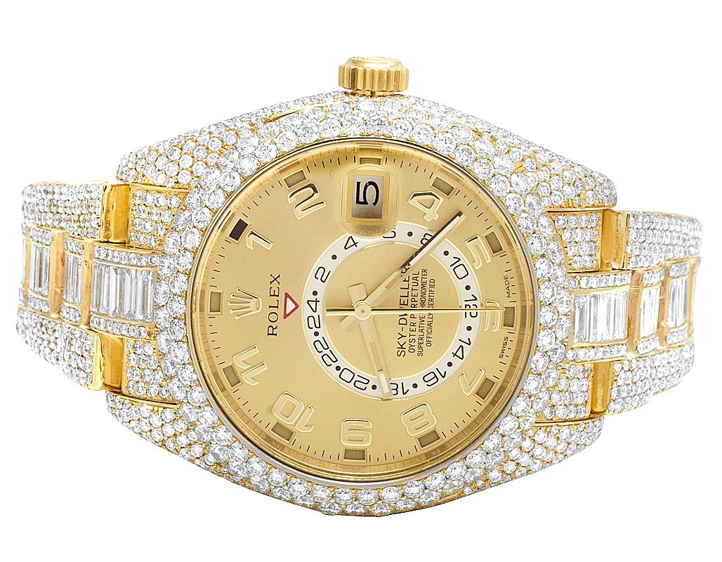 Rolex Watch mens gold dial watch iced out hip hop watch moissanite diamond watch